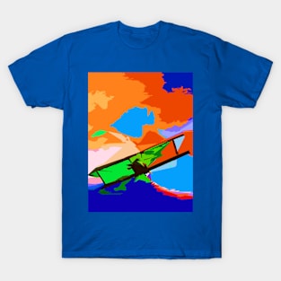 Colorful Abstract Biplane Airplane T-Shirt